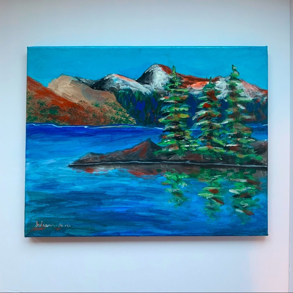 Original Acrylic Painting onCanvas called “Clove Lake” 11x14” varnished painting